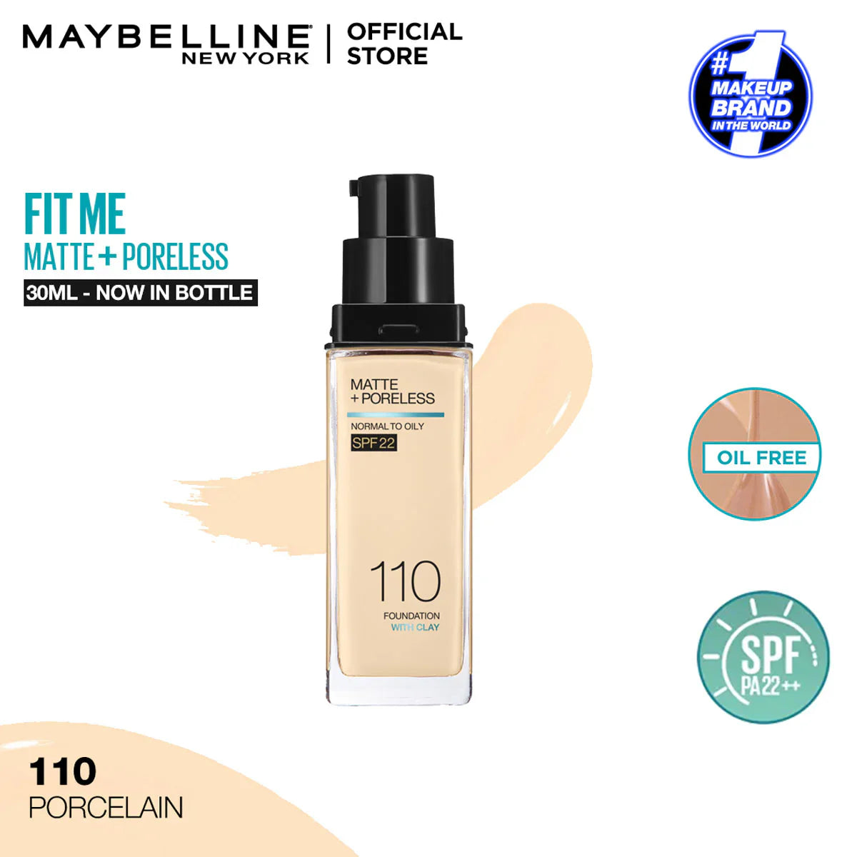 Maybelline New Fit Me Matte + Poreless Liquid Foundation Spf 22 30ml