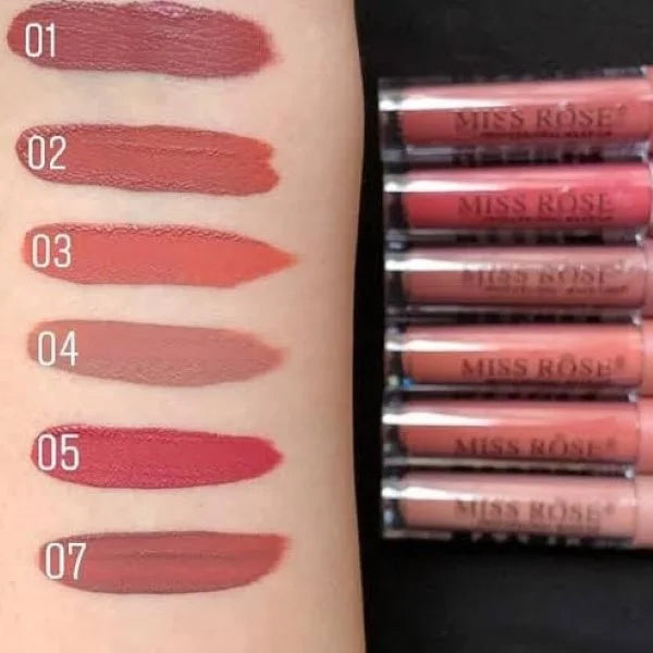 miss rose New Matte Finish lipgloss (6Pcs) set