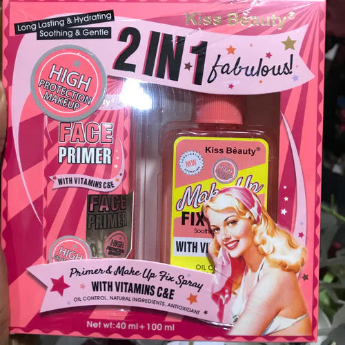 Kiss Beauty 2 in 1 Fabulous Face Primer & Makeup Fix Spray Vitamins C & E