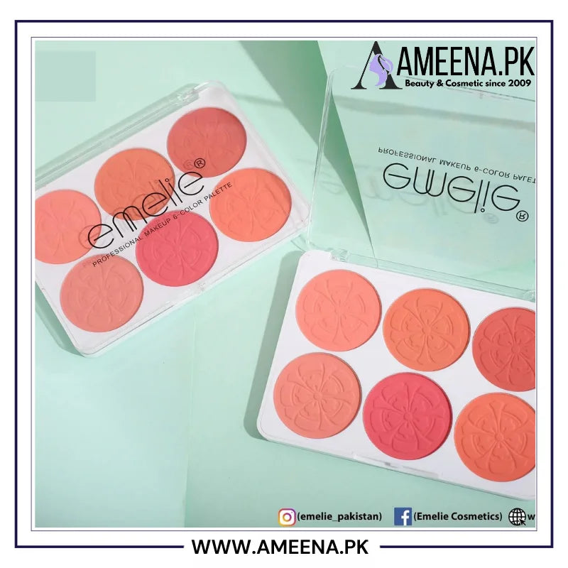 Emelie Matte Blusher 6 Color Palette