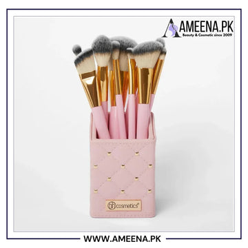 BH Cosmetics - Pink Studded Elegance 12 Piece Brush Set with a Brush Stand