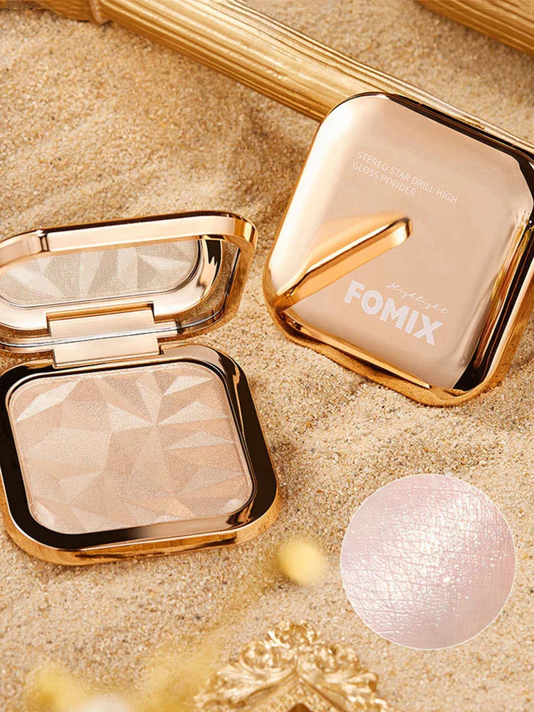 High gloss powder waterproof and sweat resistant makeup pearlescent fine glitter repair and brightening integrated plate